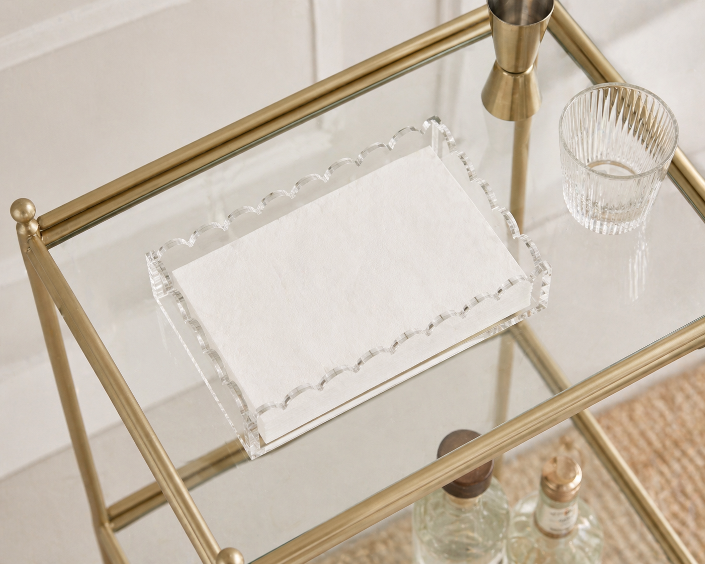 Guest Towel Napkin Holder, Acrylic Scallop