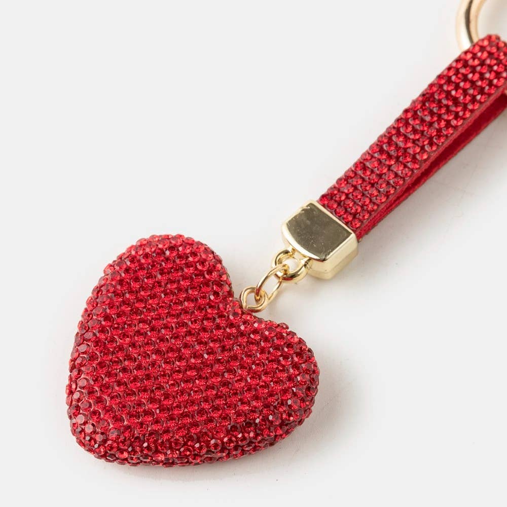 Pave Rhinestone Studded Heart Bag Charm