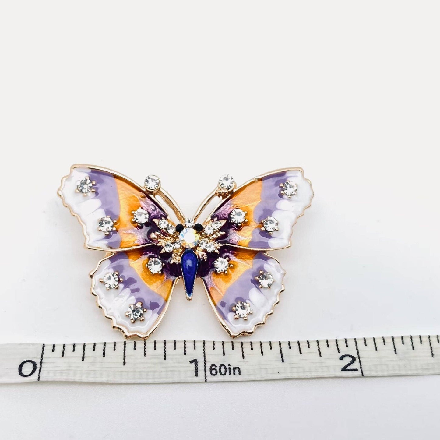 Rhinestone Enamel Butterfly Brooch Pin