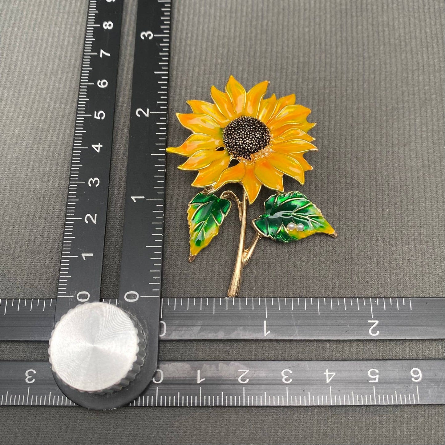 Enamel Sunflower Brooch