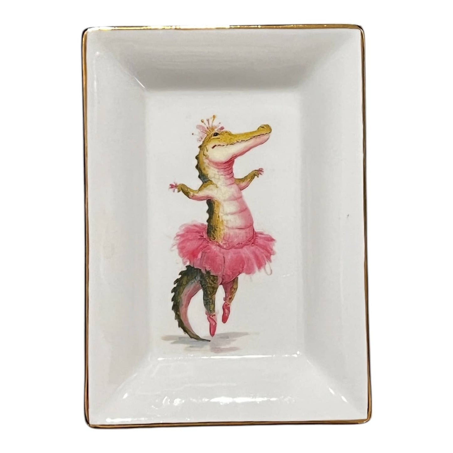 Trinket Tray- Crocodile in Pink Tutu