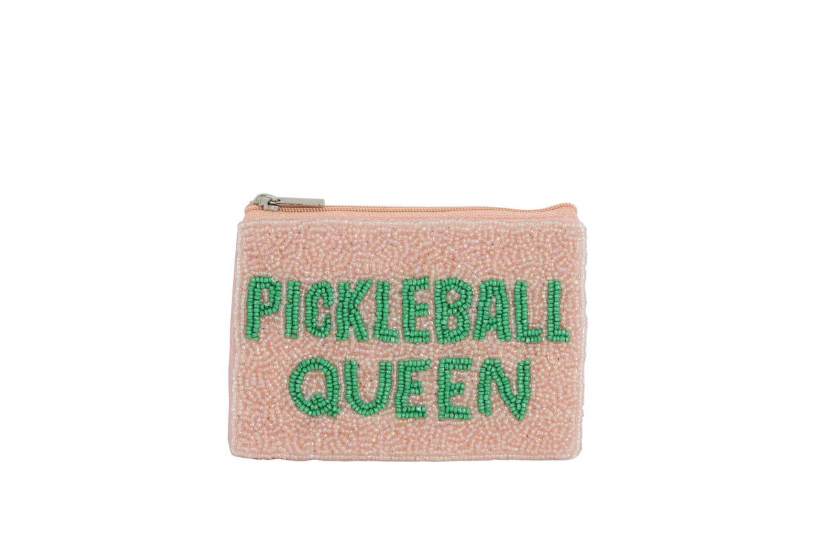Fully Beaded PICKLE BALL QUEEN Coin Purse