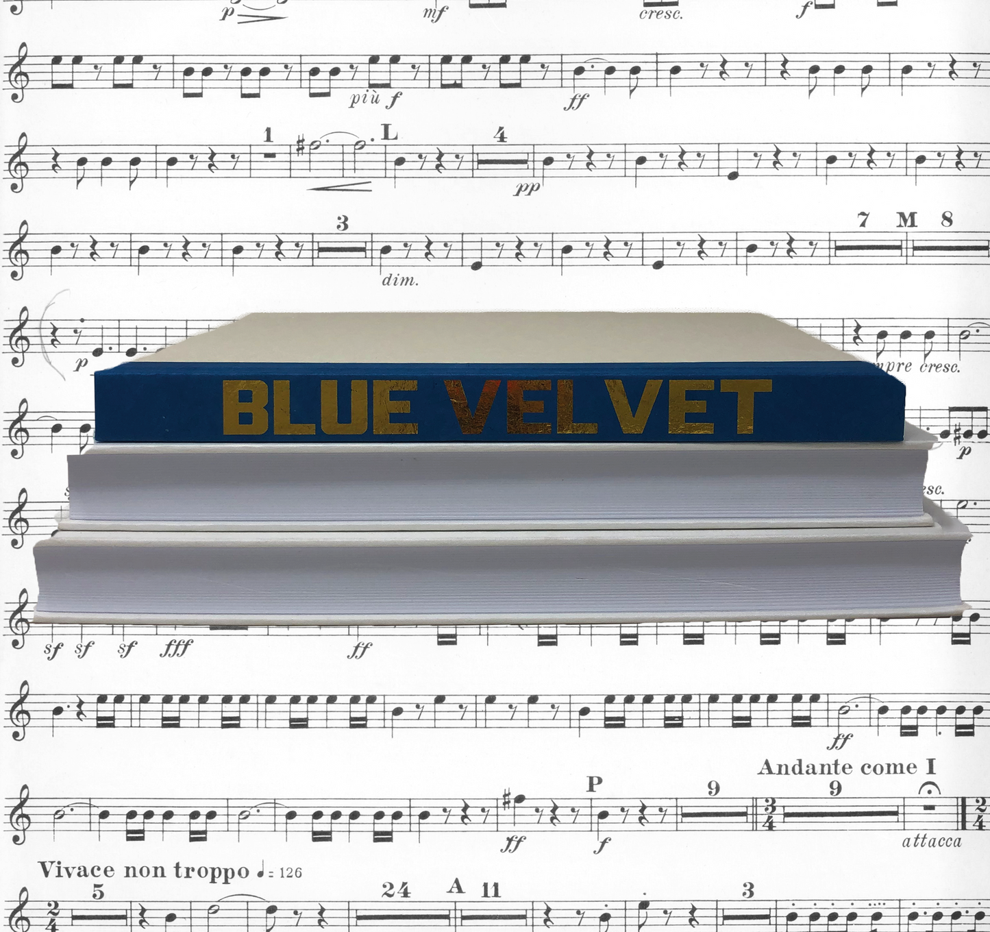 Gold Lettered Blue Velvet Song Denim Blue/Off-White Cover