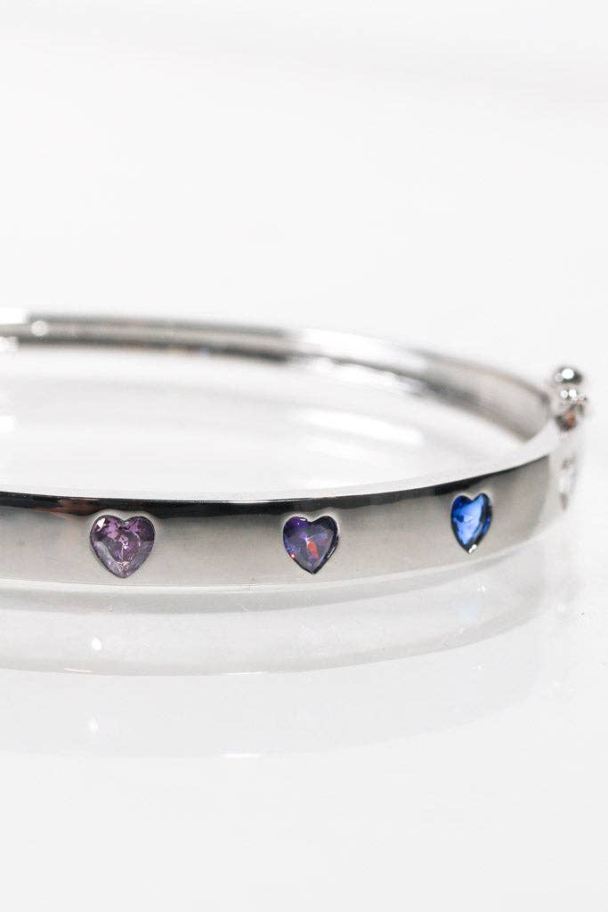 π Rainbow Hearts Bangle- Gold or Silver