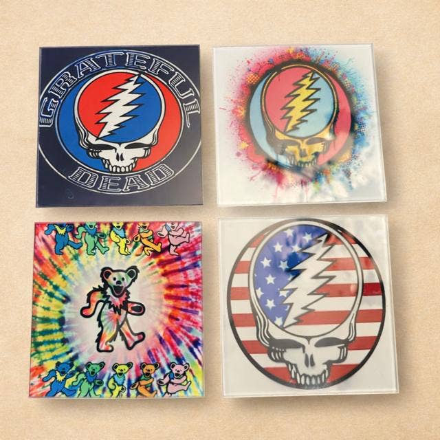 Grateful Dead Inspired Glass Coaster (Set of 4)