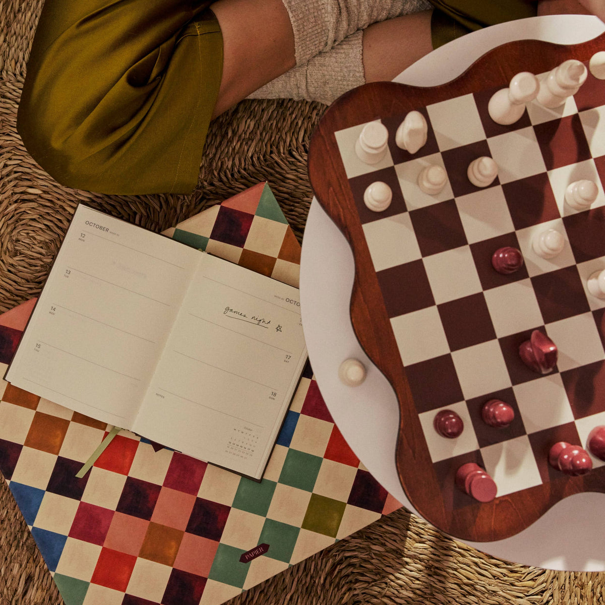 Transitional Wooden Chess Set - Midnight Mosaic