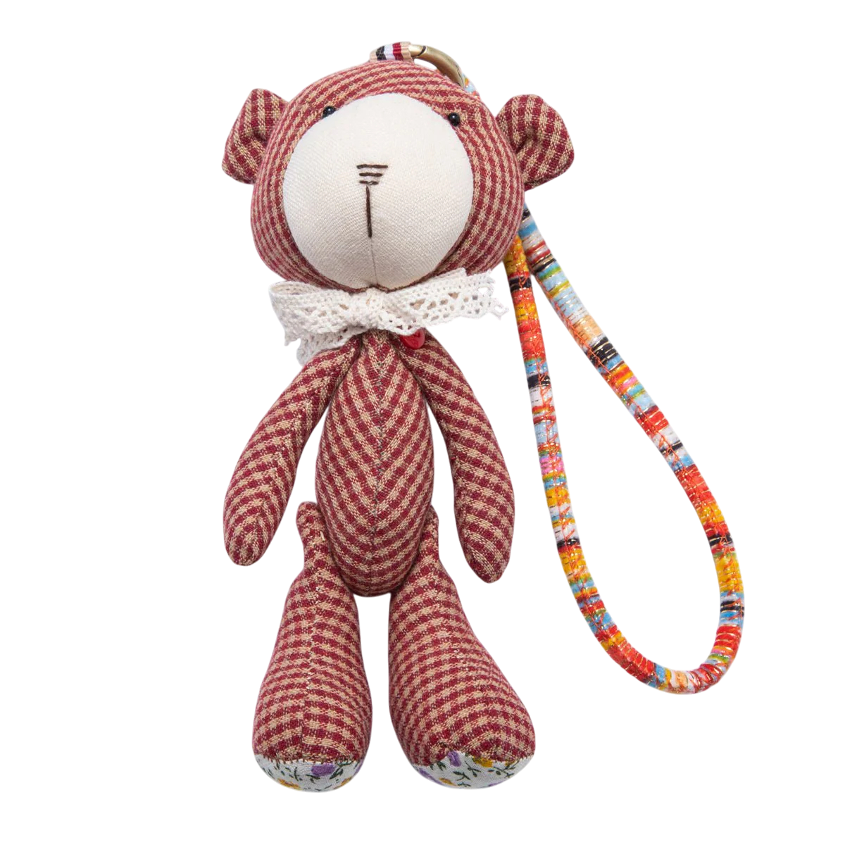 Brown, or Red Gingham Teddy Bear Plush Bag Charm