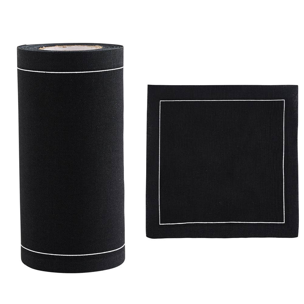 Cotton Cocktail Napkin Roll: Queen of Spades (Black)