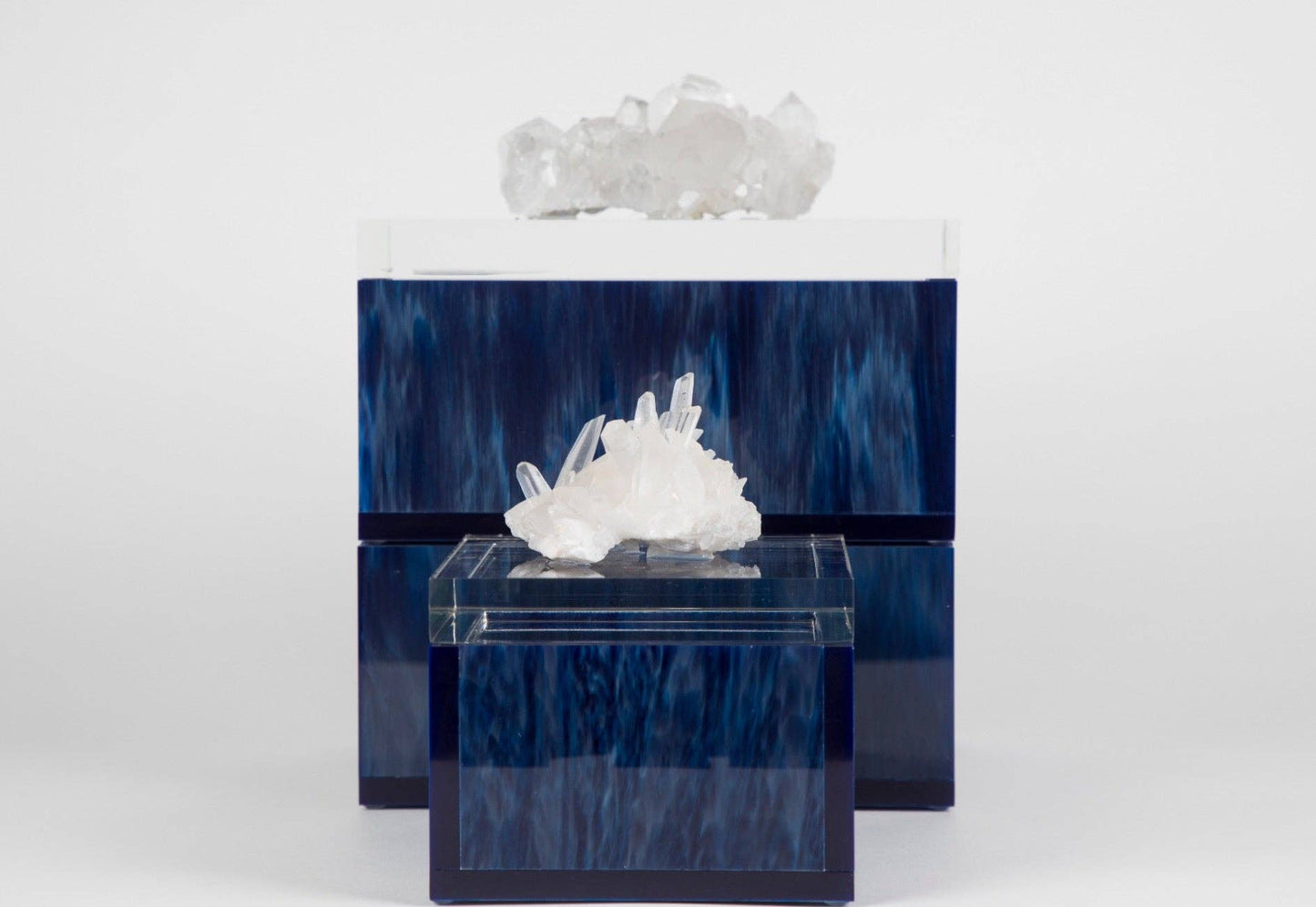 Coastal Blue Luminous Acrylic Box with crystal (One of a Kind)