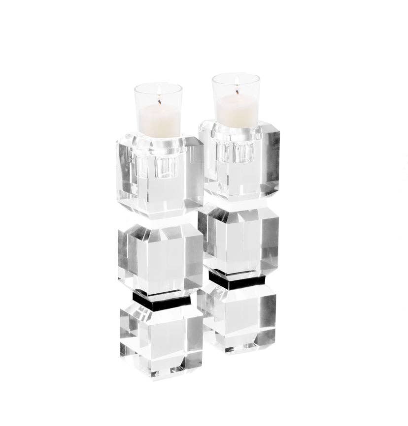 Black and White Color Black Candle Sticks in Crystal (Pair)
