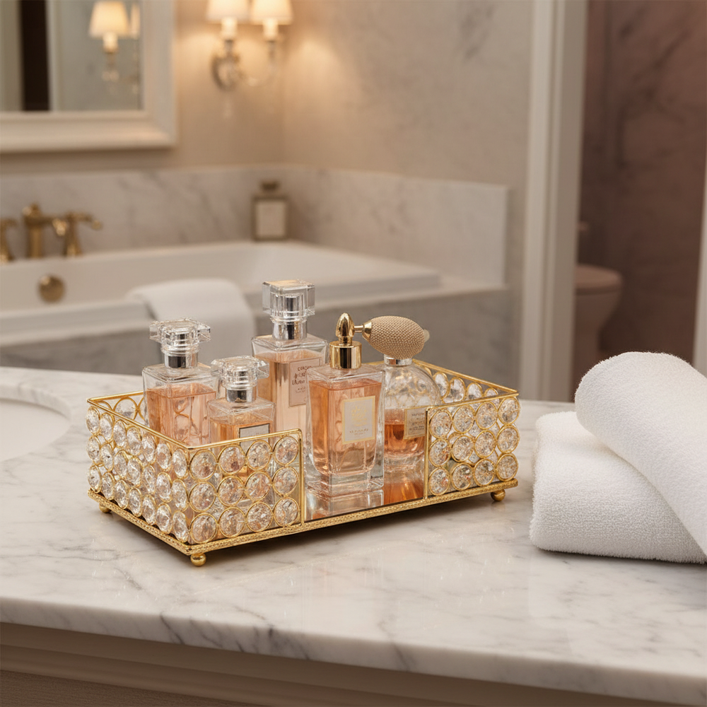 Gold Cristal Rectangular Napkin Holder
