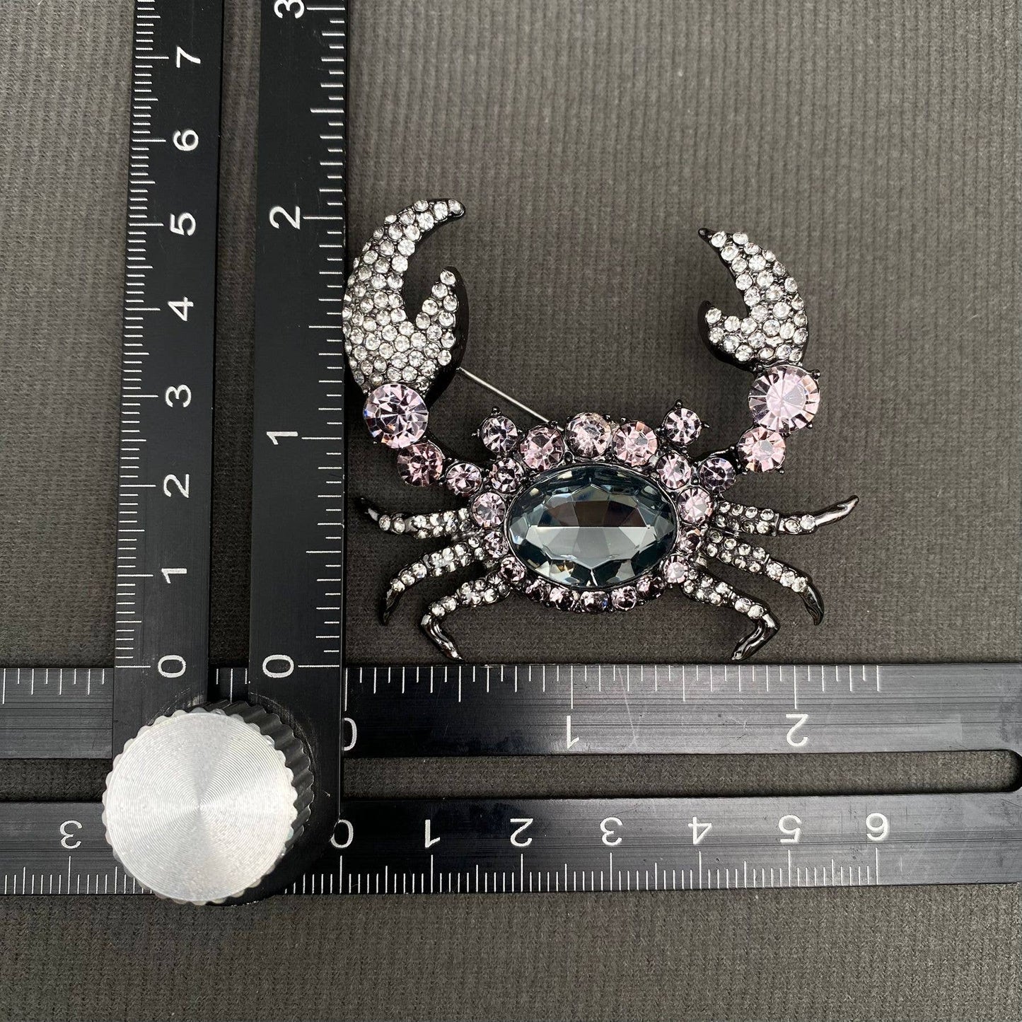 Rhinestone Encrusted Crab Brooch