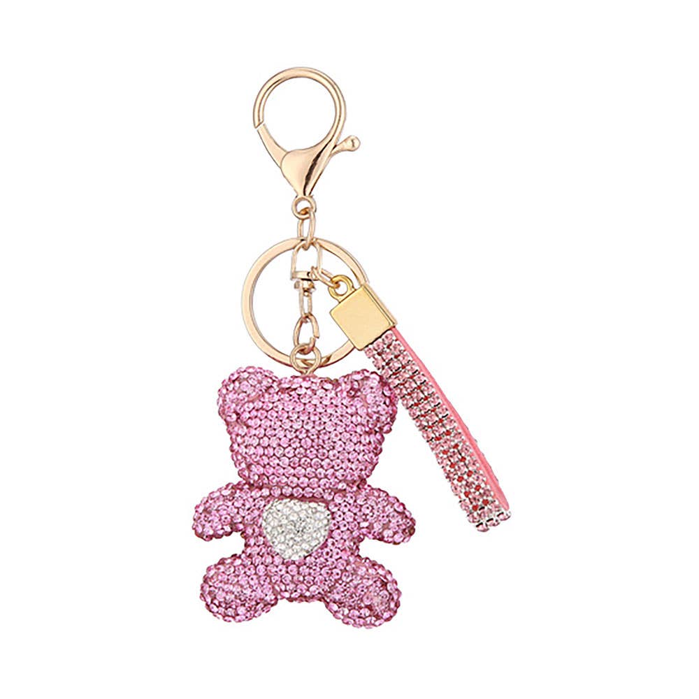 Bling Studded Heart Teddy Bear Bag Charm/Keychain