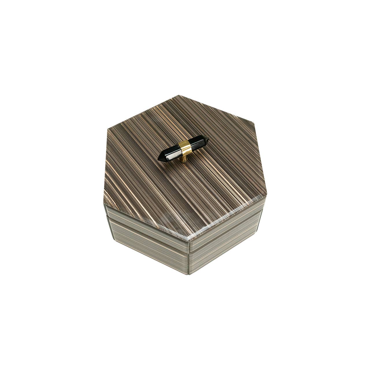 Brown Hexagon Decorative Box, 9"L