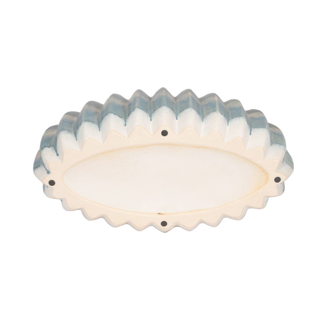 Decorative Bowl - Blue Ceramic Coastal Ombre Style, 17 in.