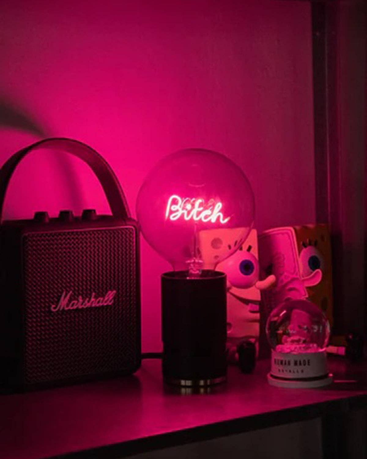Bulb BITCH Red with Base Table Lamp PORTABLE Pop Nomad Pink