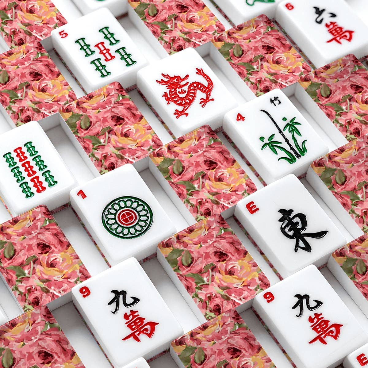 Hand painted Roses American Mahjong Tiles