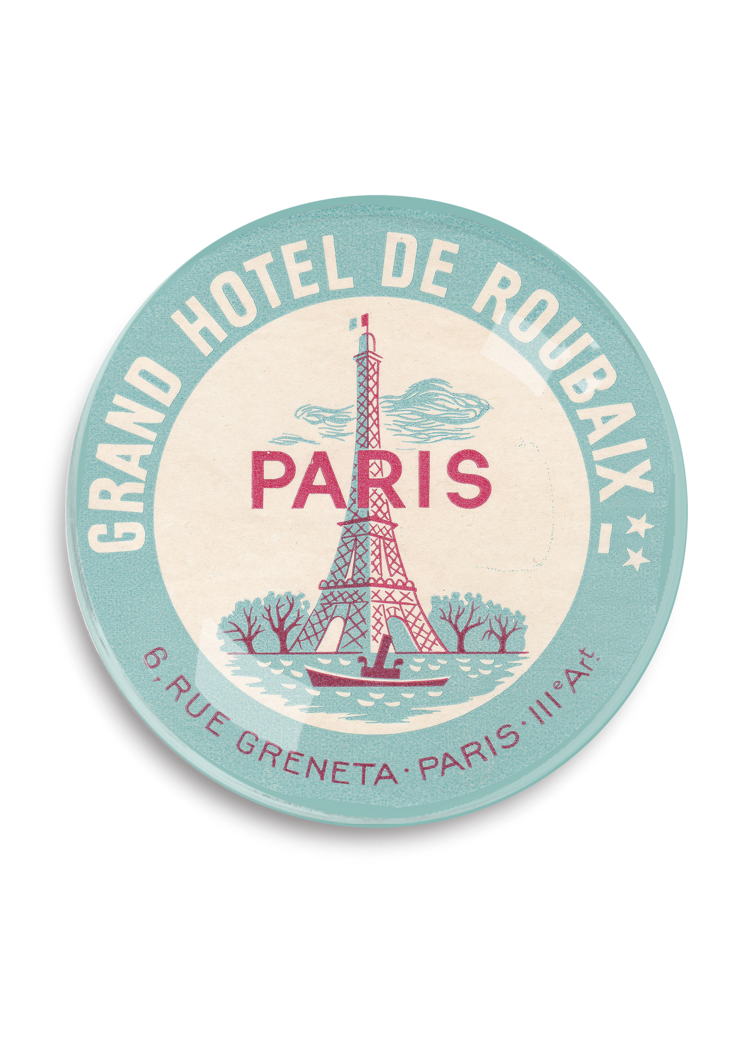 Paris Grand Hotel Round Decoupage Tray