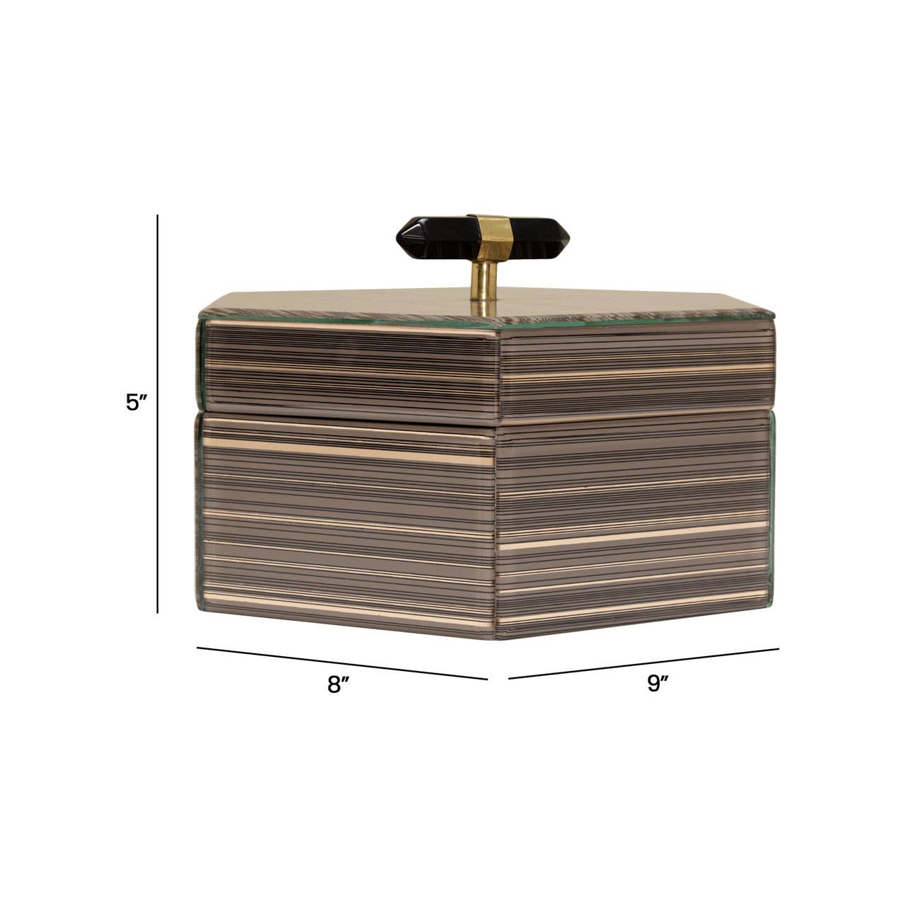 Brown Hexagon Decorative Box, 9"L
