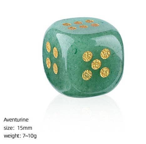 Dice - 15mm Natural Jade Laser Engraved Cube Dice with Rounded Edges Semi-Precious Stone (Set of 2)