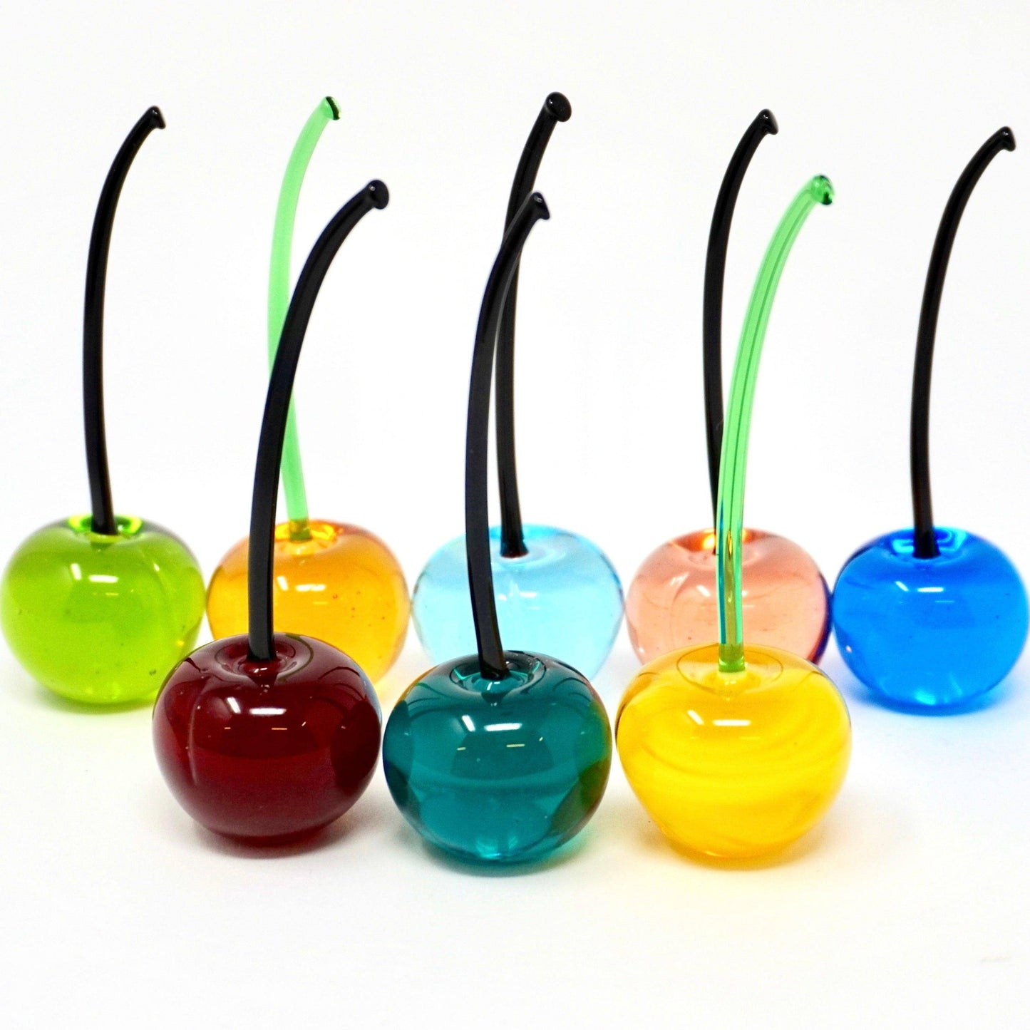 Murano Glass Cherries, Lifelike, Multi-Color, Made in Italy (each)