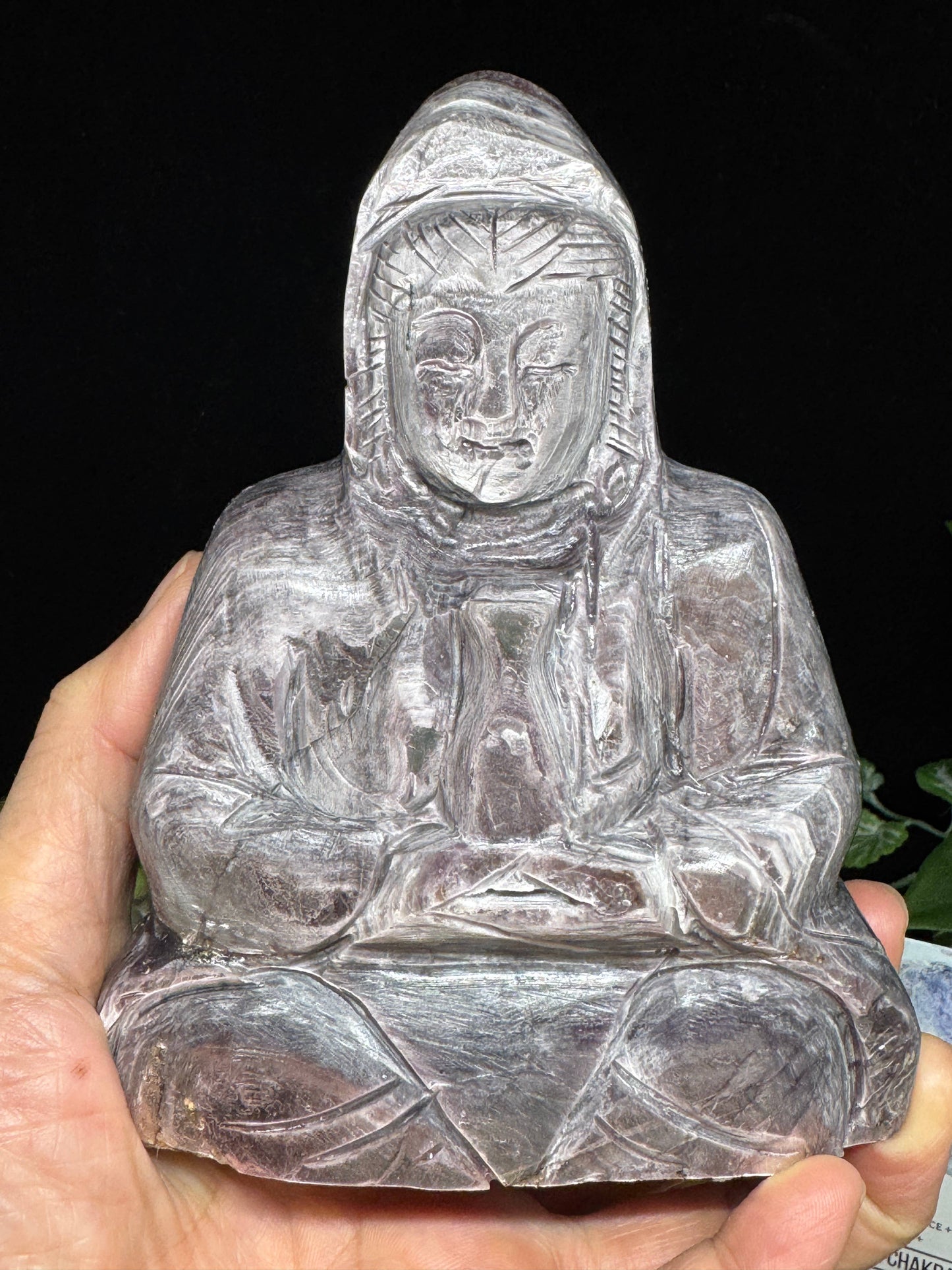 Rare Purple Mica Lepidolite Guan Yin carving G588