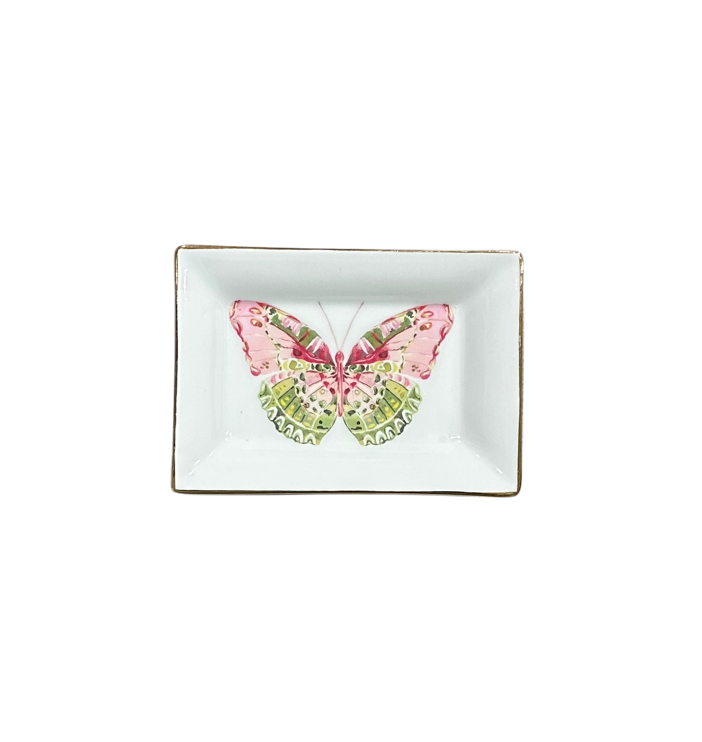 Butterfly, Pink and Green Trinket Tray