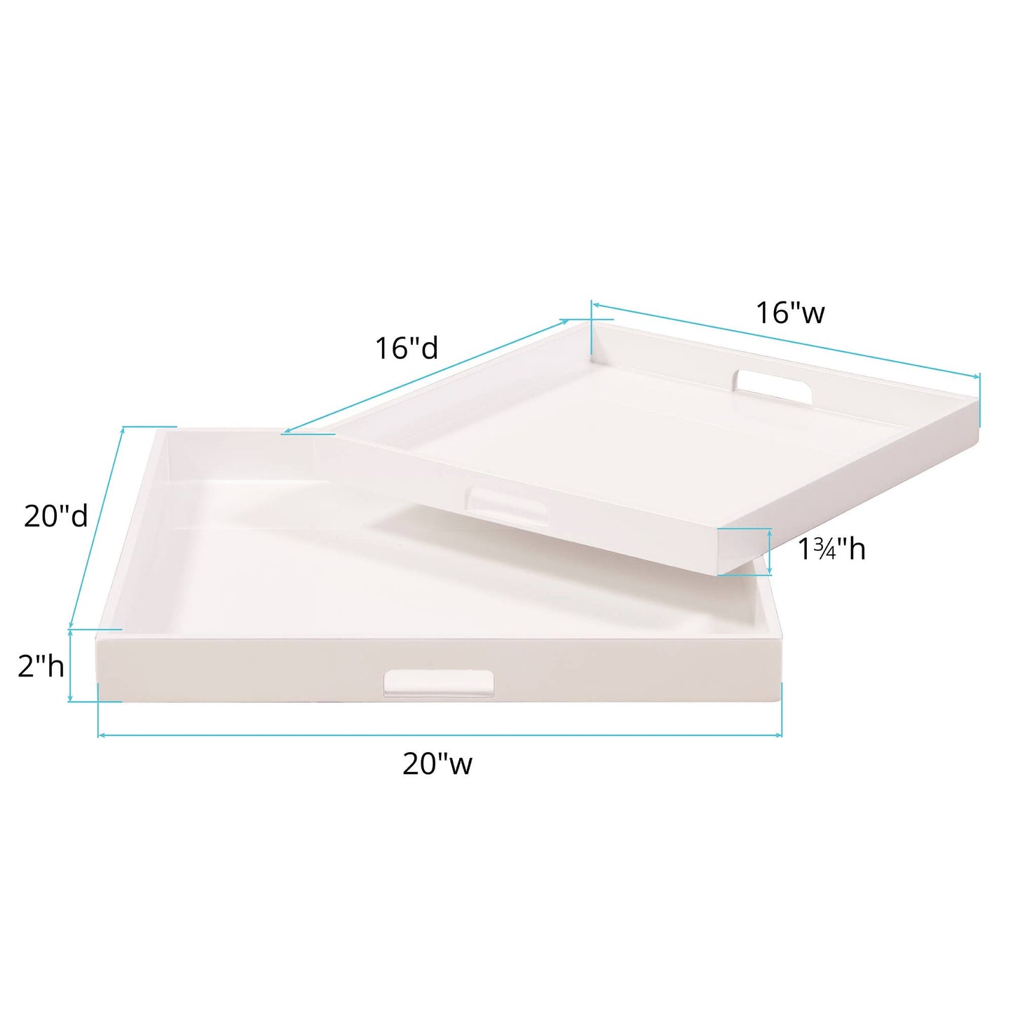 White Lacquer Square Wood Tray Set