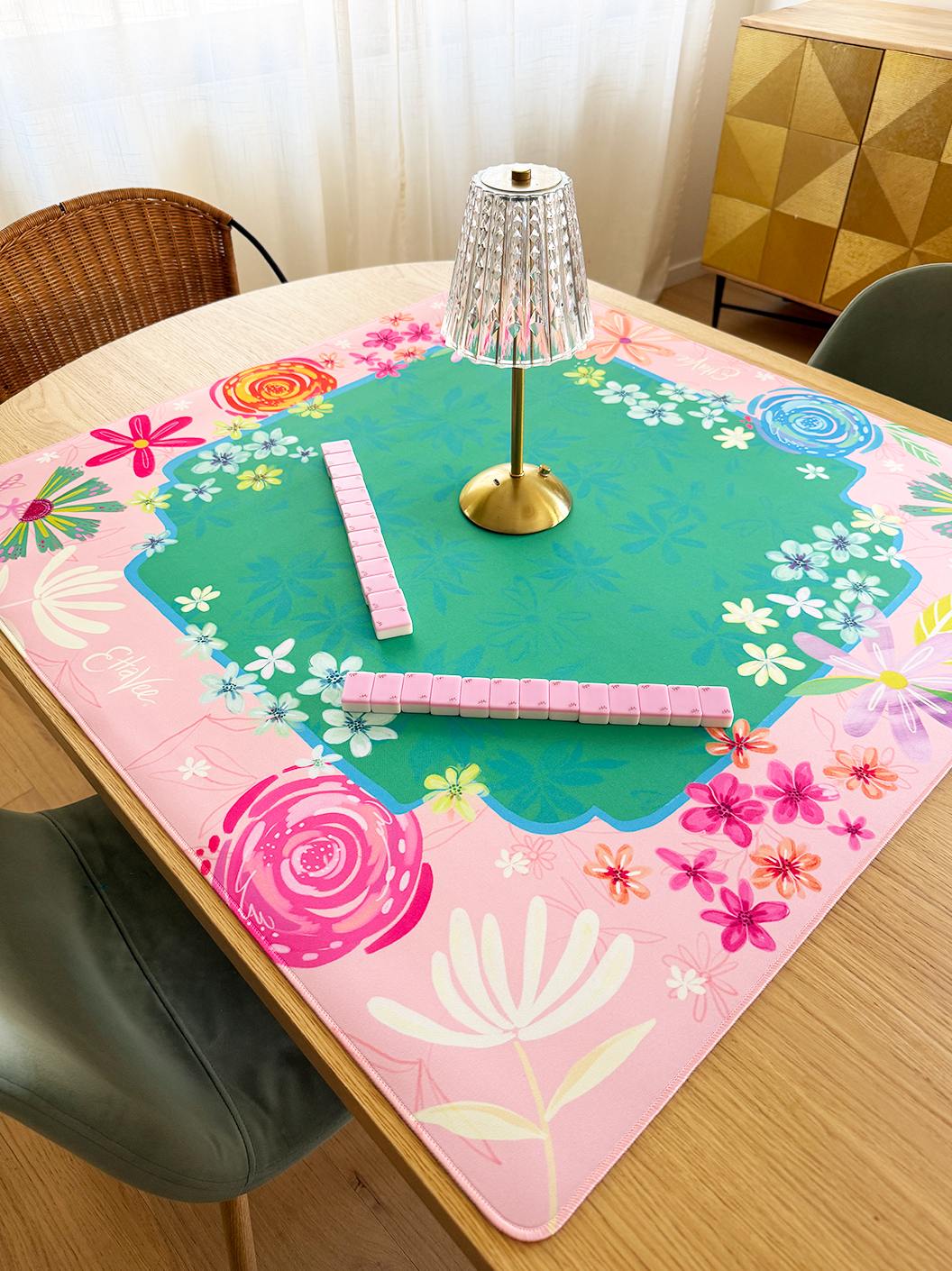 LIMITED EDITION - "Happy Fleurs" Double-Sided Mahjong Mat