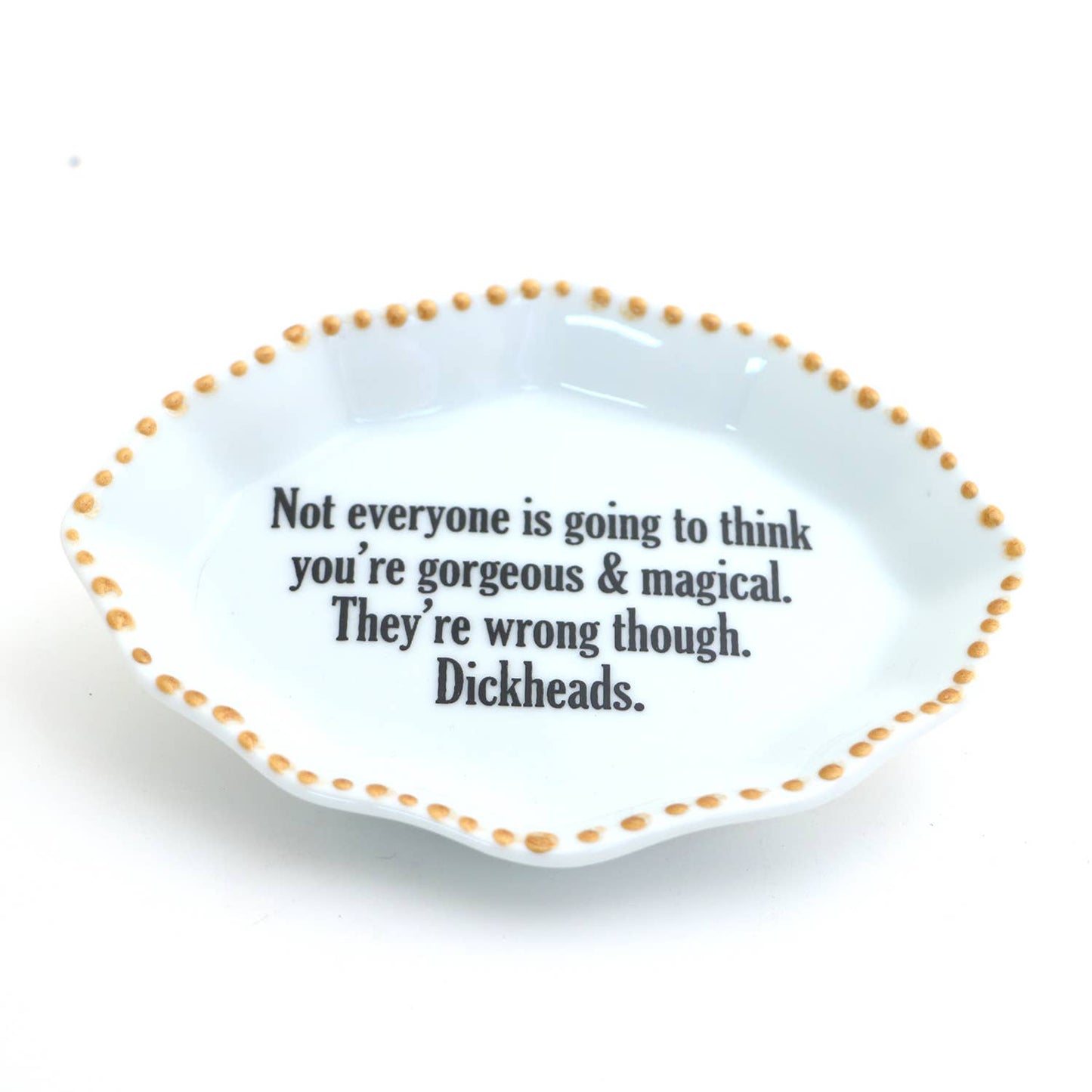 Porcelain oval tray with gold rim, Gorgeous and Magical