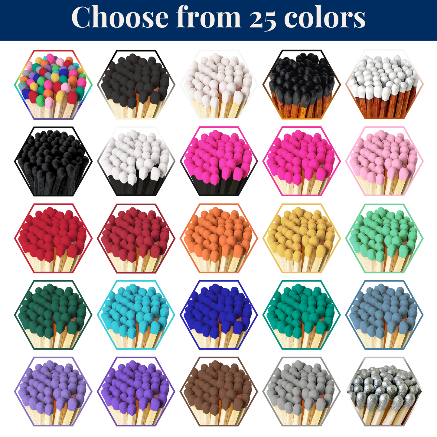 2" Matches in Mini Cloche Jar- Color of Your Choice