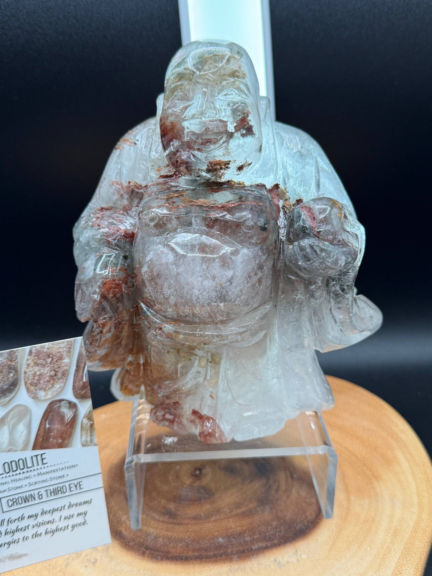 Happy Laughing Buddha Lodolite garden quartz G992