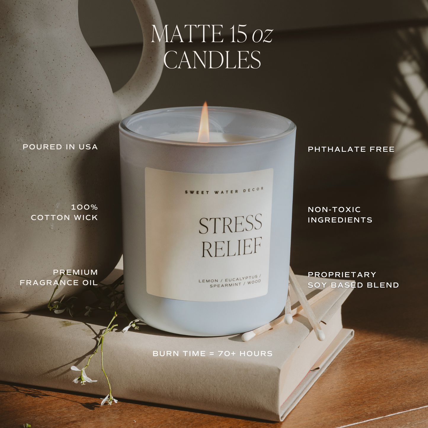 Coastal Lemon 15 oz Soy Candle, Matte Jar