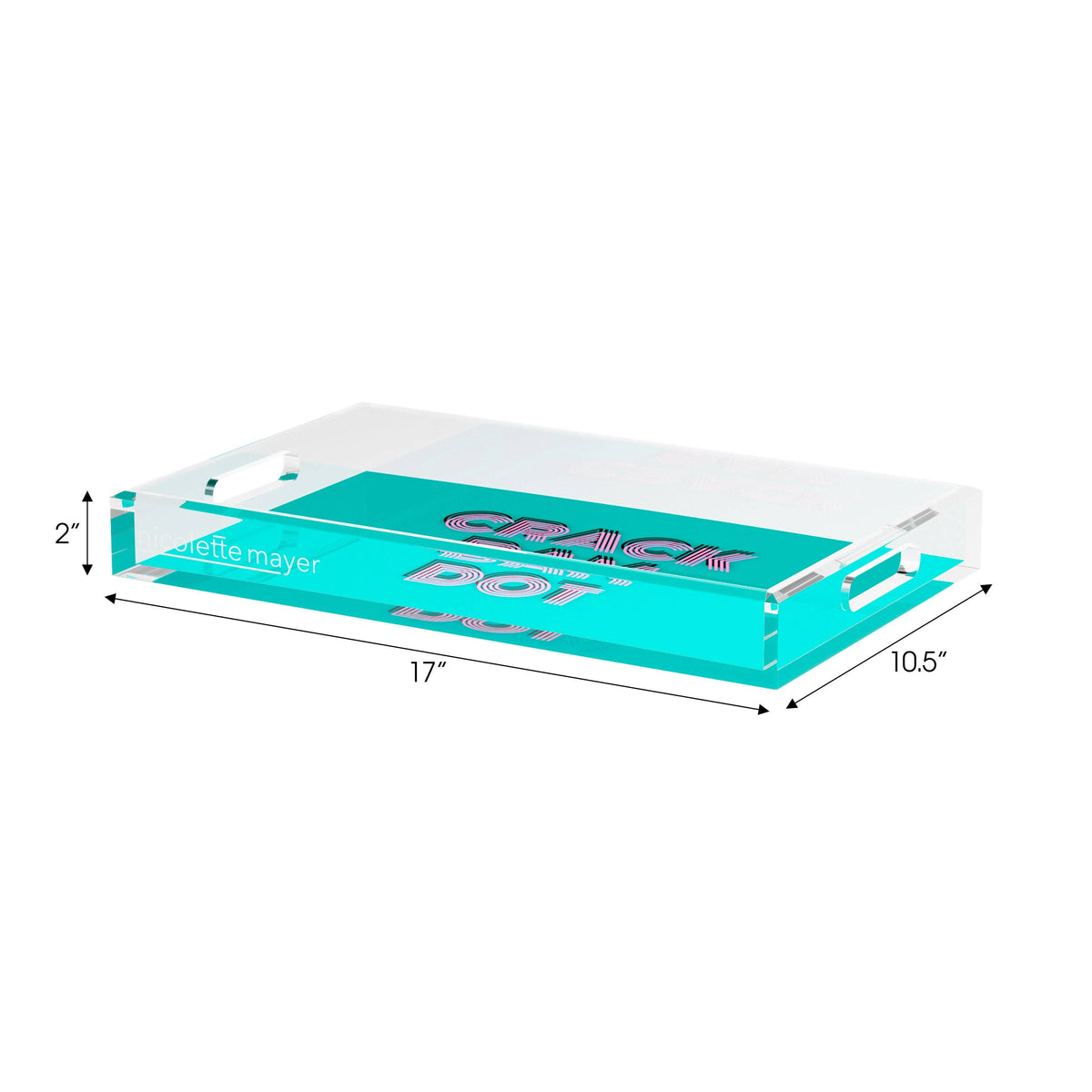 Mahjong Crack Bam Dot Acqua Pink Acrylic Rectangle Decorative Tray