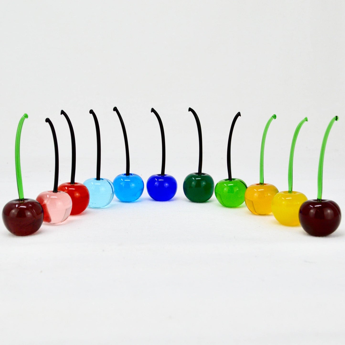 Murano Glass Cherries, Lifelike, Multi-Color, Made in Italy (each)