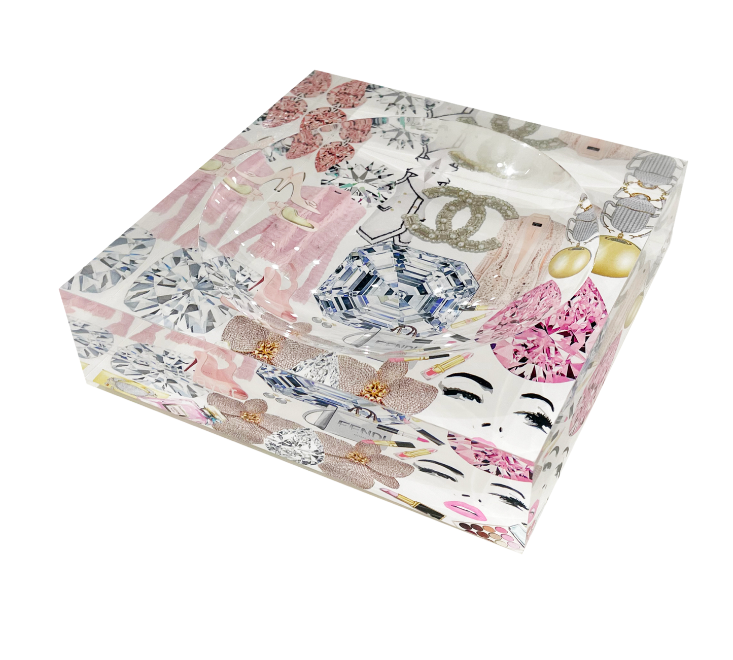Bougie Women Nuevo Pink White Acrylic Candy Catchall Dish