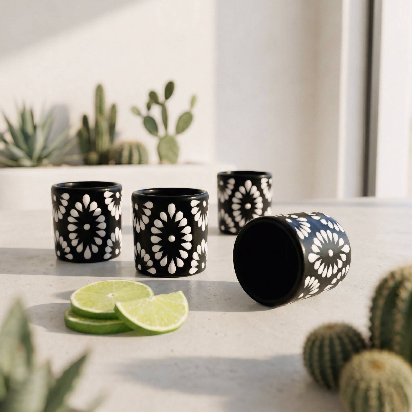 Talavera Shot Glass - Black & White (Each)