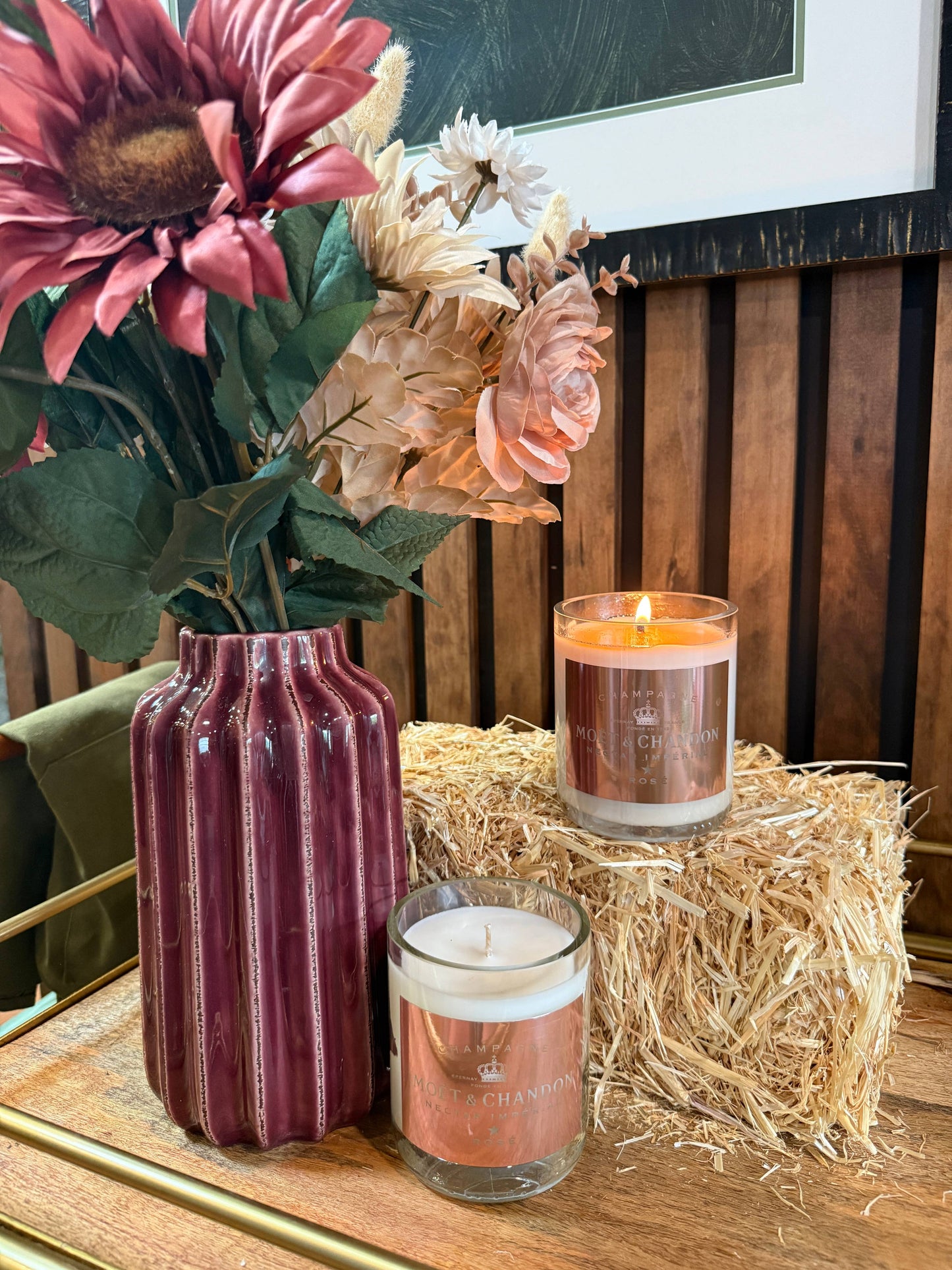 Recycled Moet Rose Candle