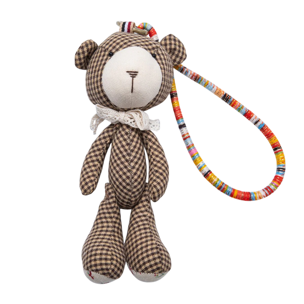 Brown, or Red Gingham Teddy Bear Plush Bag Charm