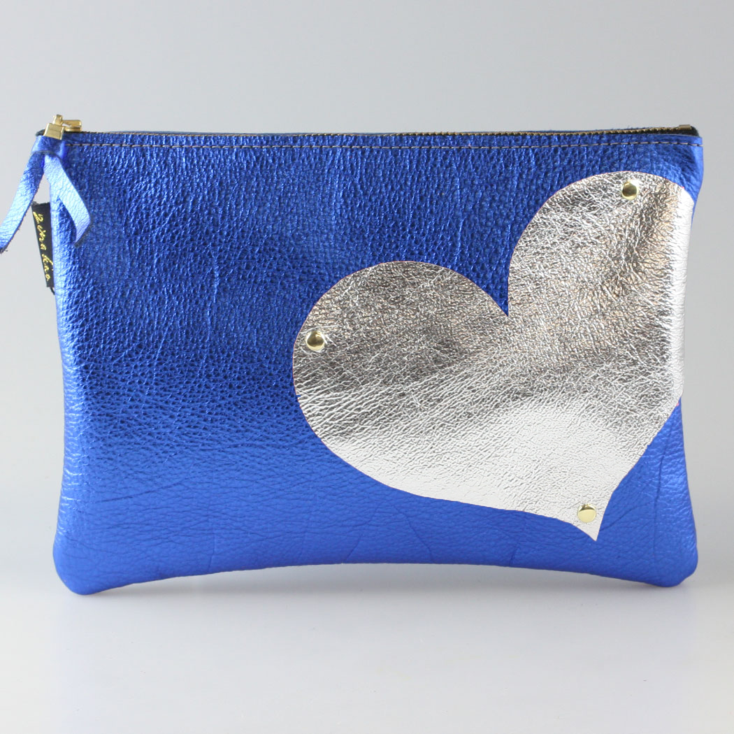 Side Heart Appliqué Clutch Bag