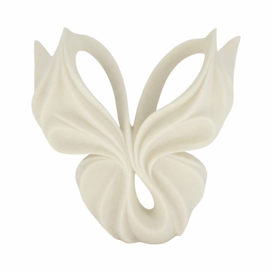 Decorative Sculpture - White Quartz Resin Butterfly, 16 in.