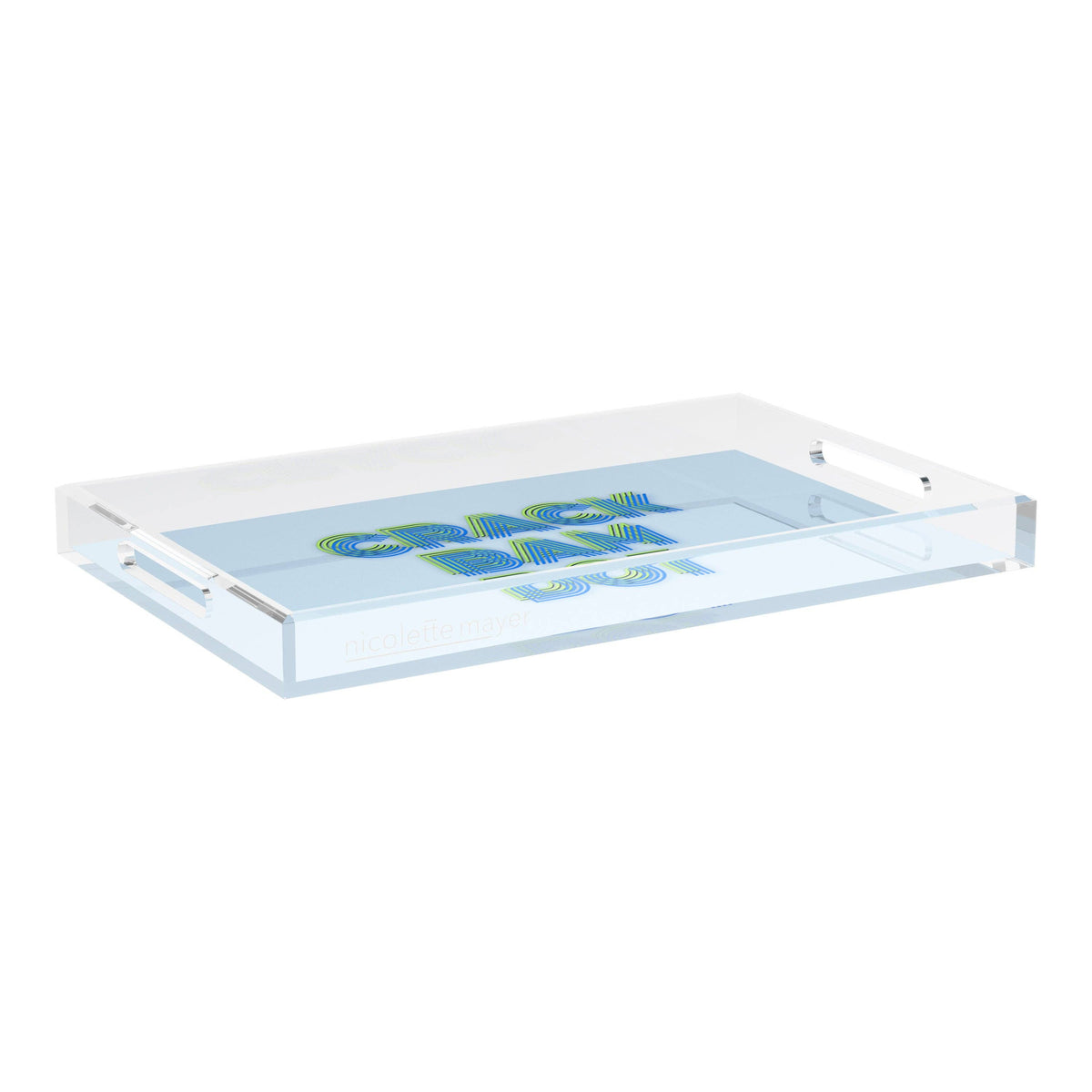 Mahjong Crack Bam Dot Blues Celery Acrylic Rectangle Decorative Tray