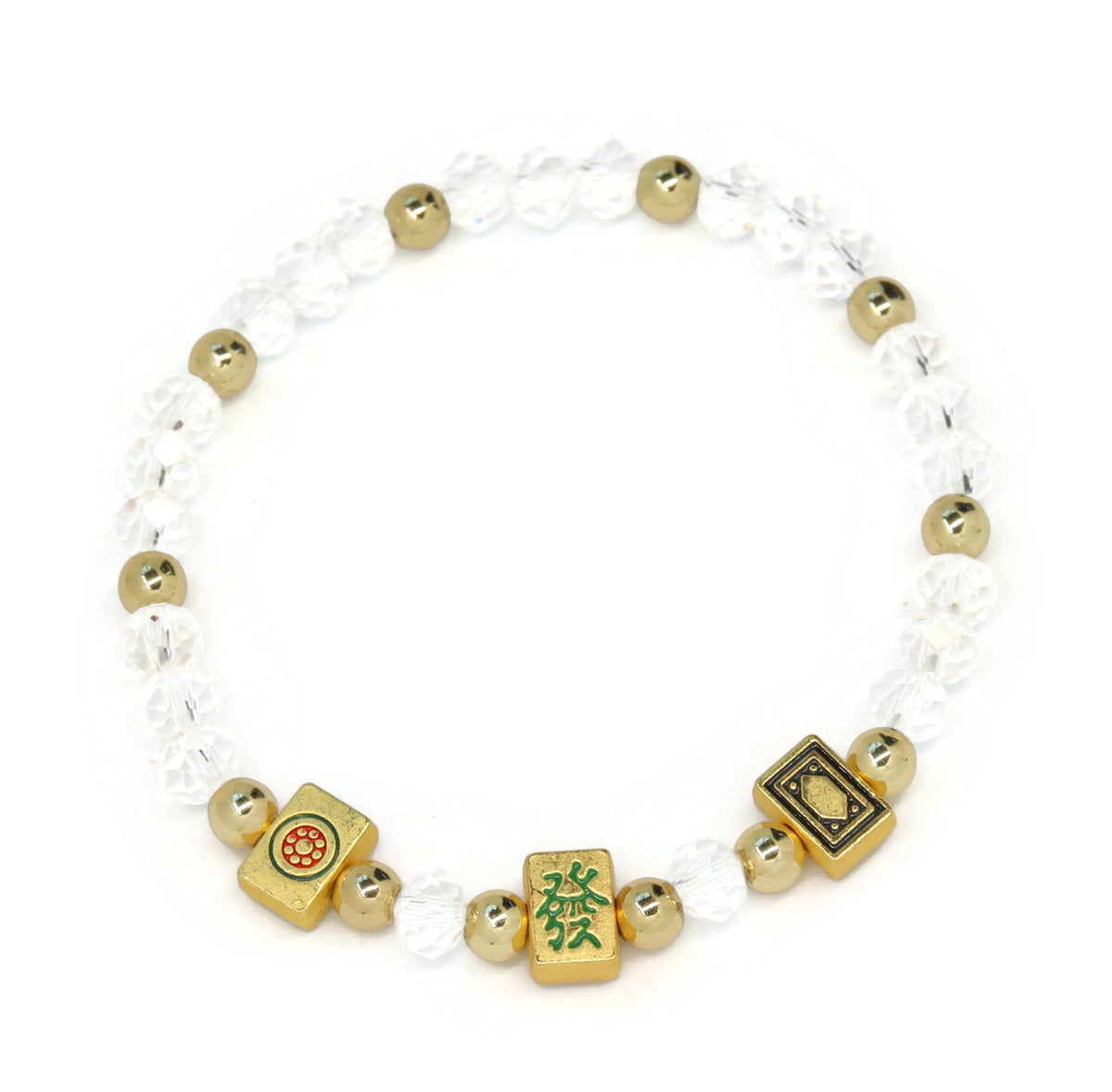 Mahjong Gold & White Bracelet