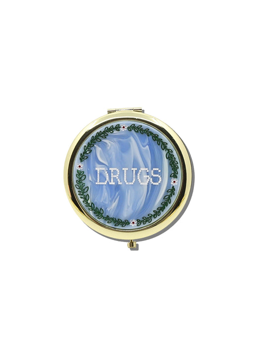 Hand-painted Cross Stitch "Drugs" Pill Case