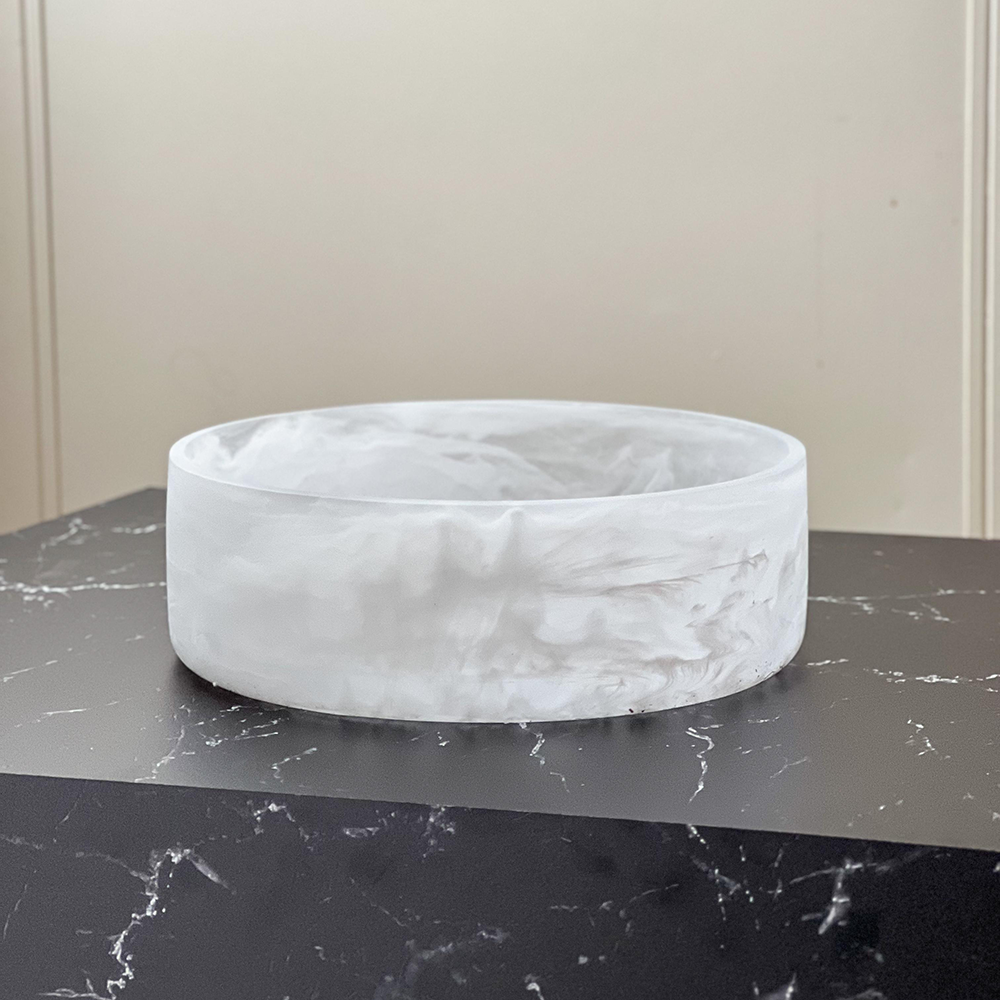Resin White Swirl Salad Bowl (Deep)