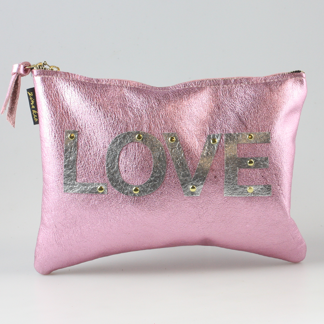 The Love Metallic Appliqué Clutch