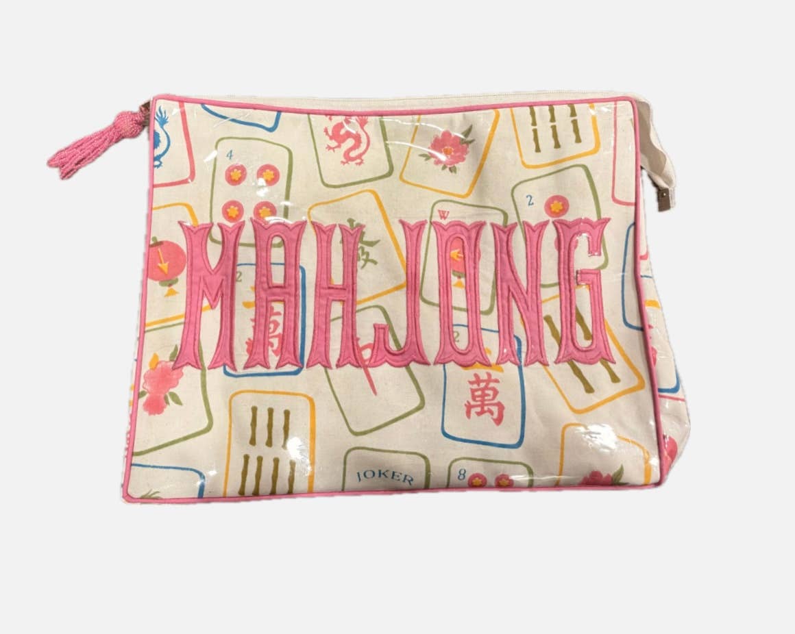 Mahjong Green Multi Block Design -Cosmetic/Tile bag