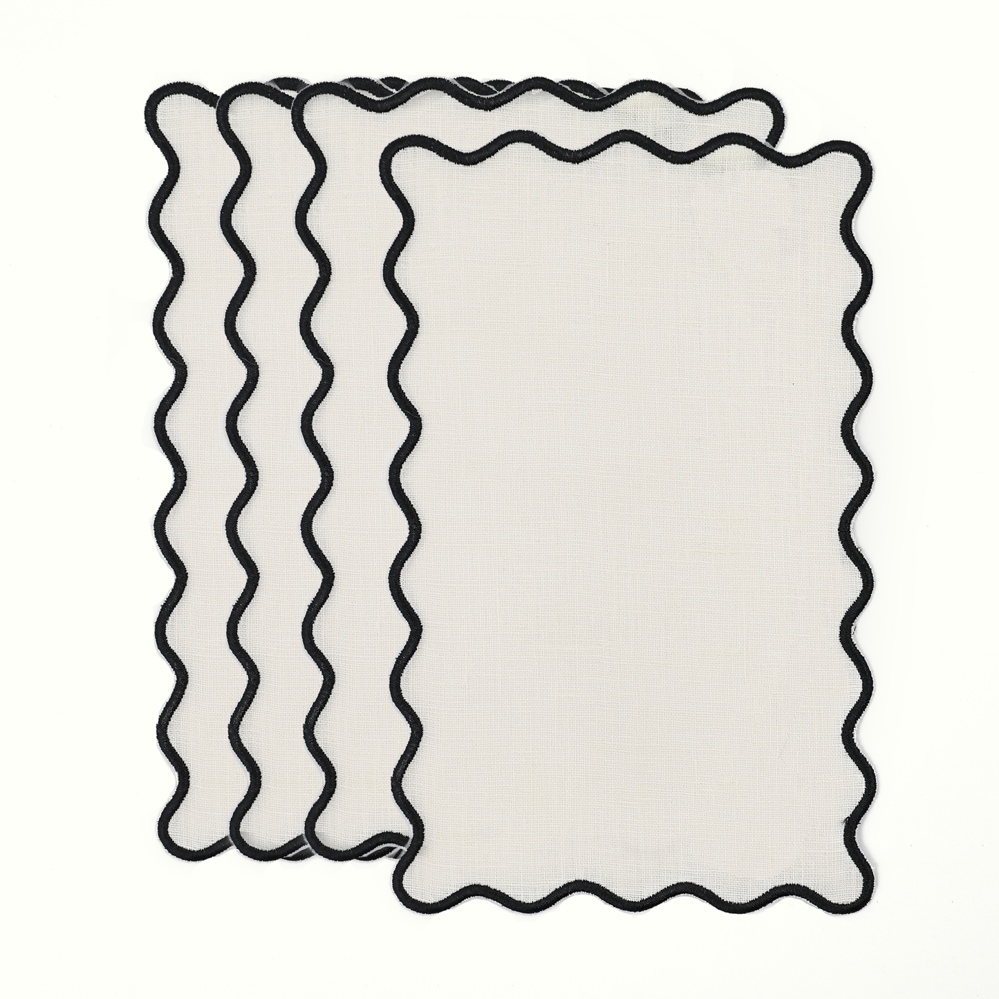 Cream Linen Rectangle Cocktail Napkins - Set of 4