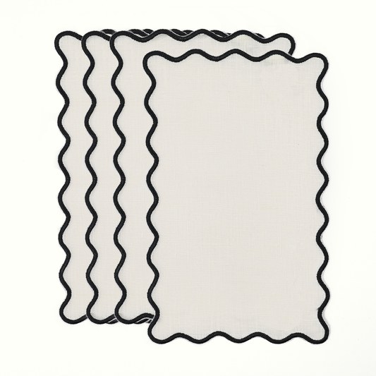 Cream Linen Rectangle Cocktail Napkins - Set of 4