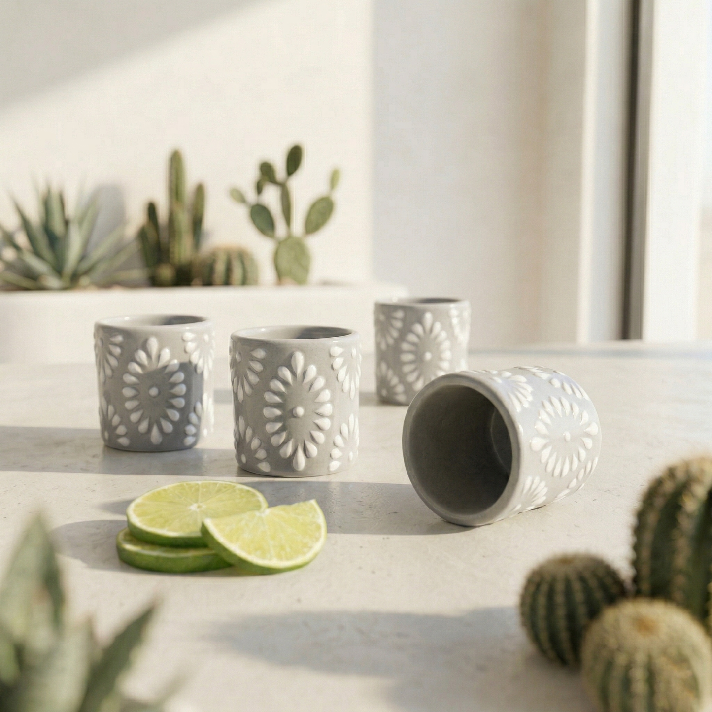 Talavera Shot Glass - Grey & White (Each)